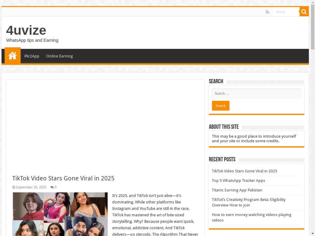 Screenshot of 4uvize.com website