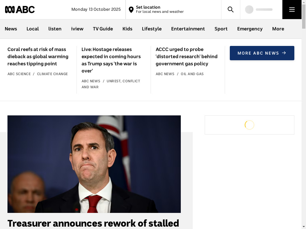Screenshot of Abc.net.au website