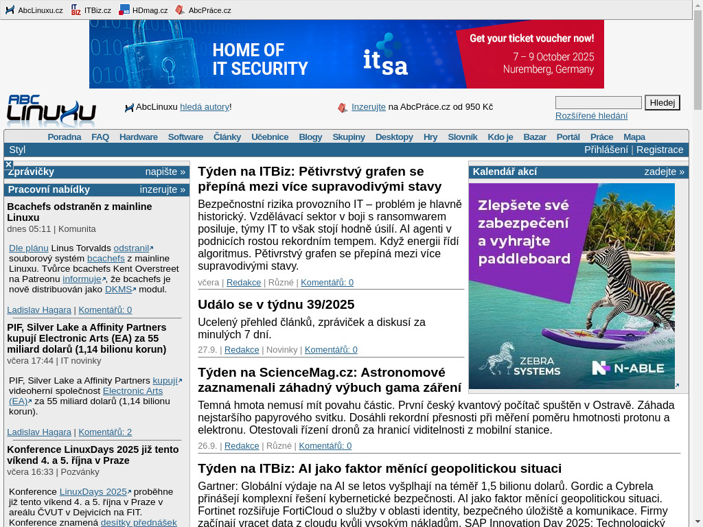 Screenshot of Abclinuxu.cz website