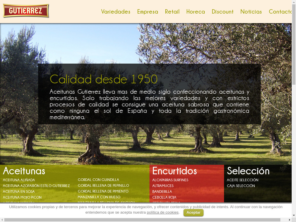 Screenshot of Aceitunasgutierrez.es website
