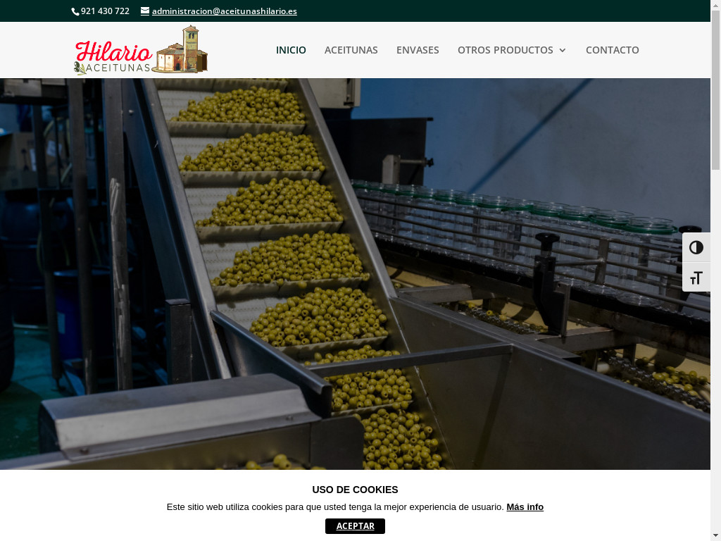 Screenshot of Aceitunashilario.com website