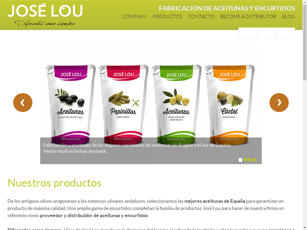 Screenshot of Aceitunaslou.us website