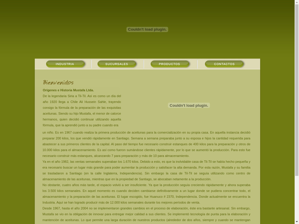 Screenshot of Aceitunasmustafa.cl website