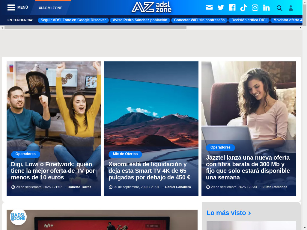 Screenshot of Adslzone.net website