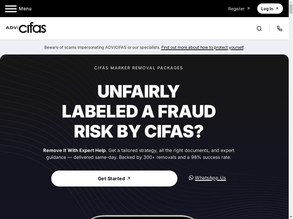 Screenshot of Advicifas.org website