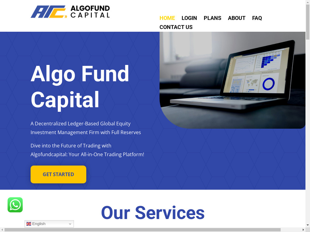 Screenshot of Algofundcapital.com website