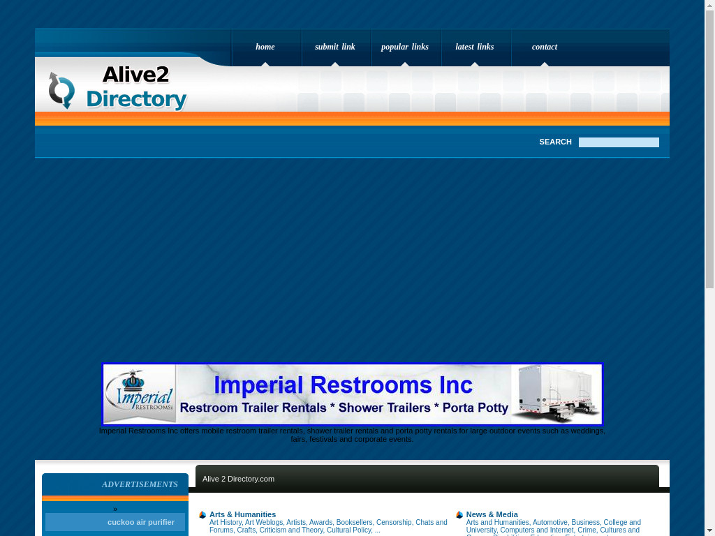 Screenshot of Alive2directory.com website