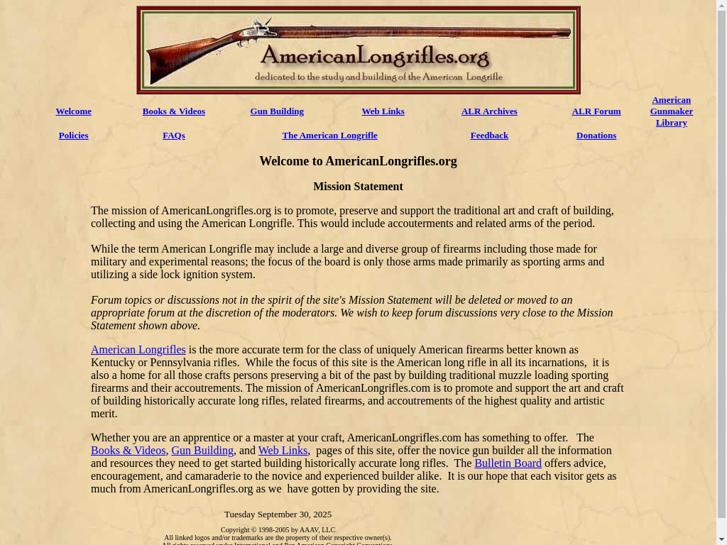 Screenshot of Americanlongrifles.org website