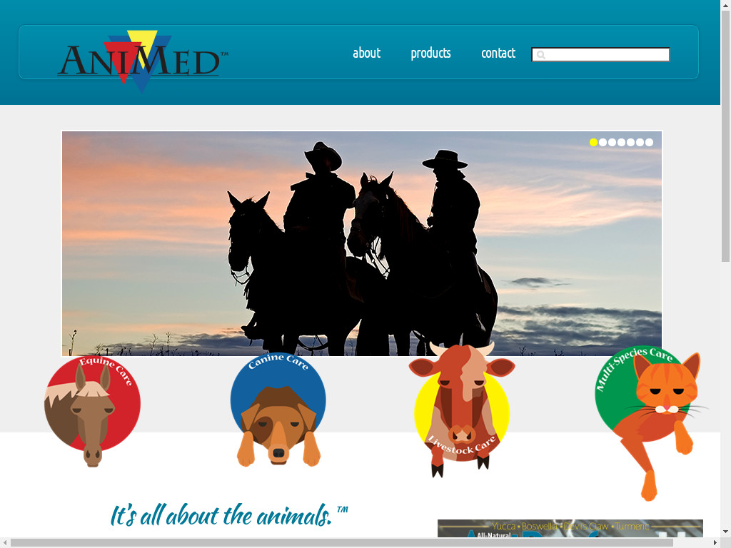 Screenshot of Animedproducts.com website