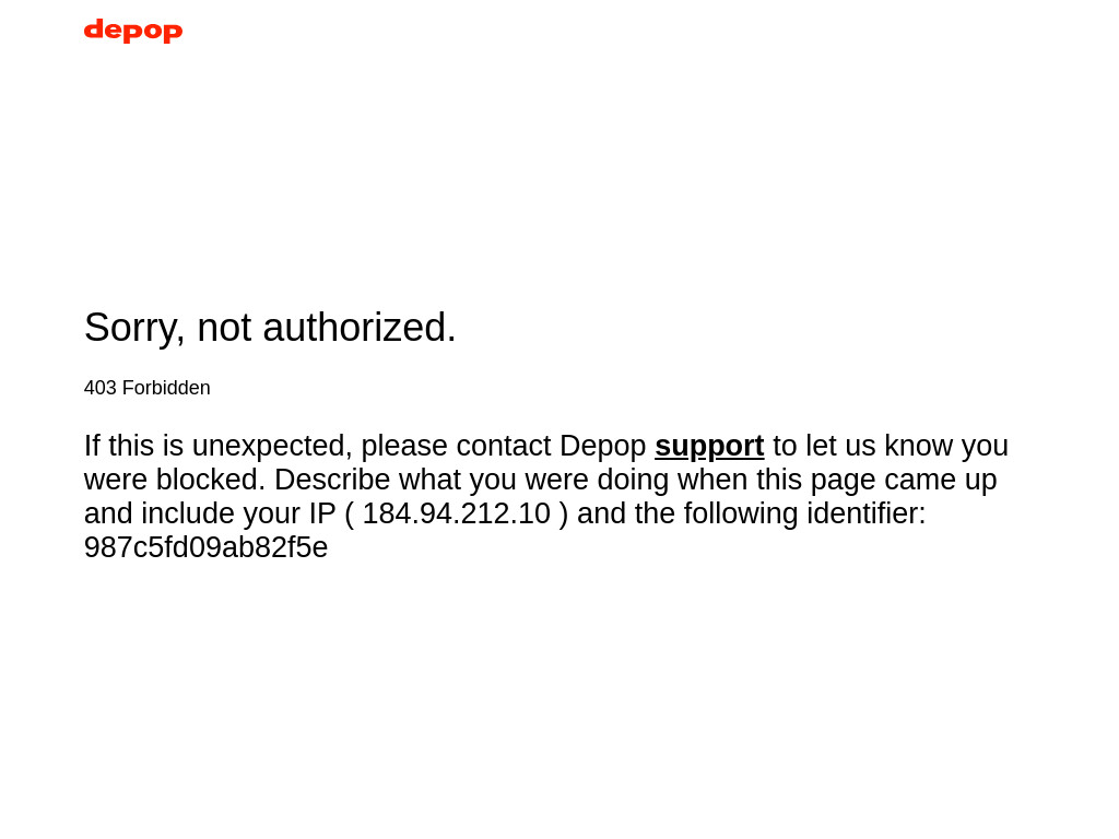 Screenshot of Api.depop.com website