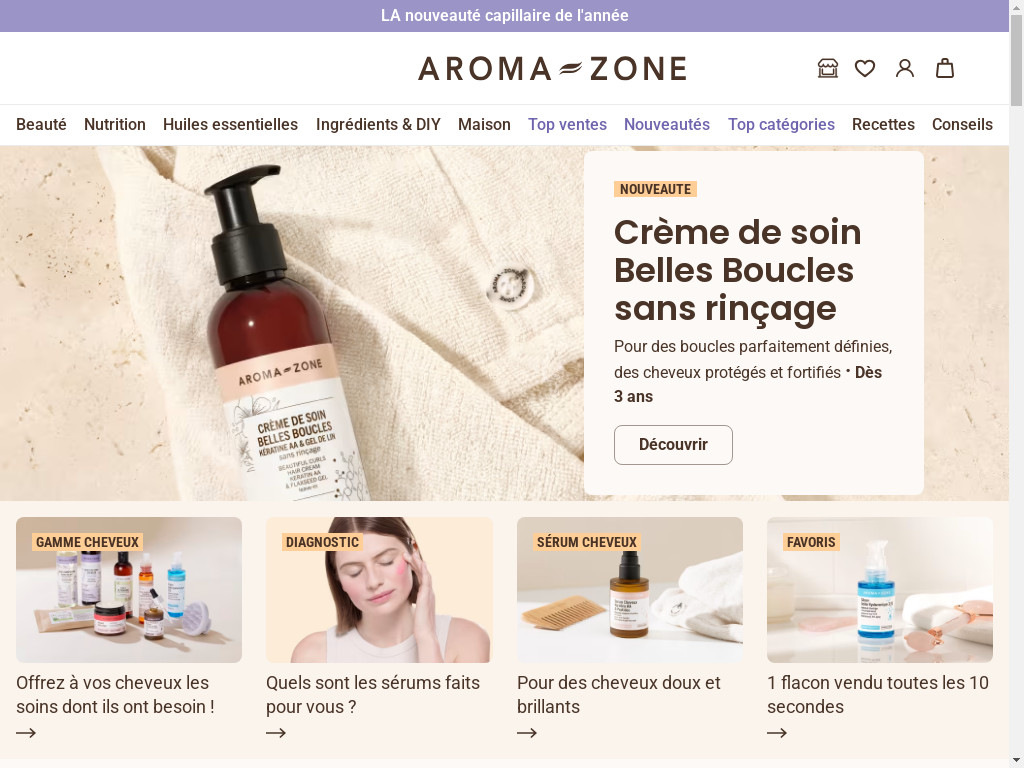 Screenshot of Aroma-zone.com website