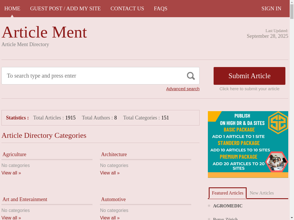 Screenshot of Articlement.com website