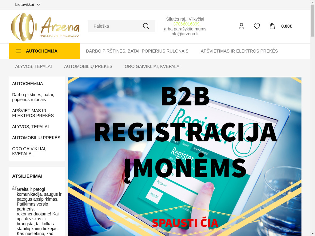Screenshot of Arzena.lt website