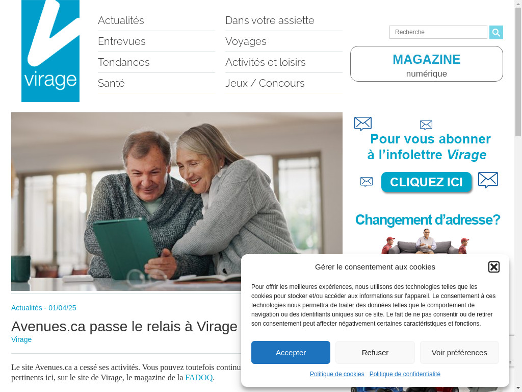 Screenshot of Avenues.ca website