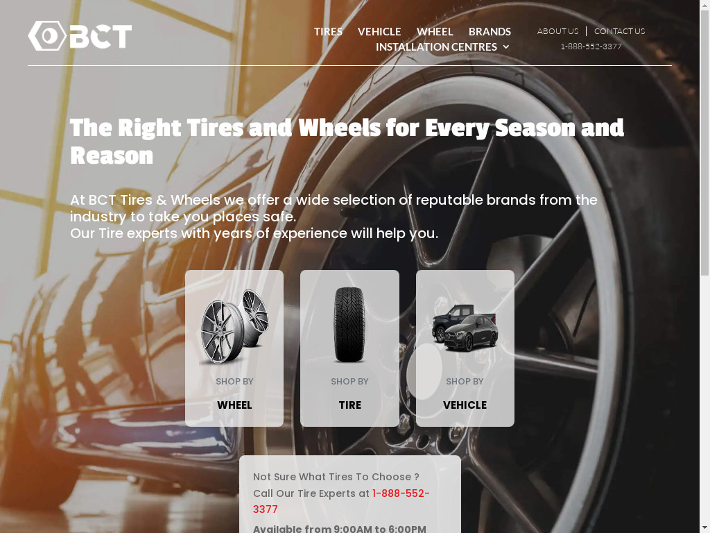 Screenshot of Bcttireswheels.ca website