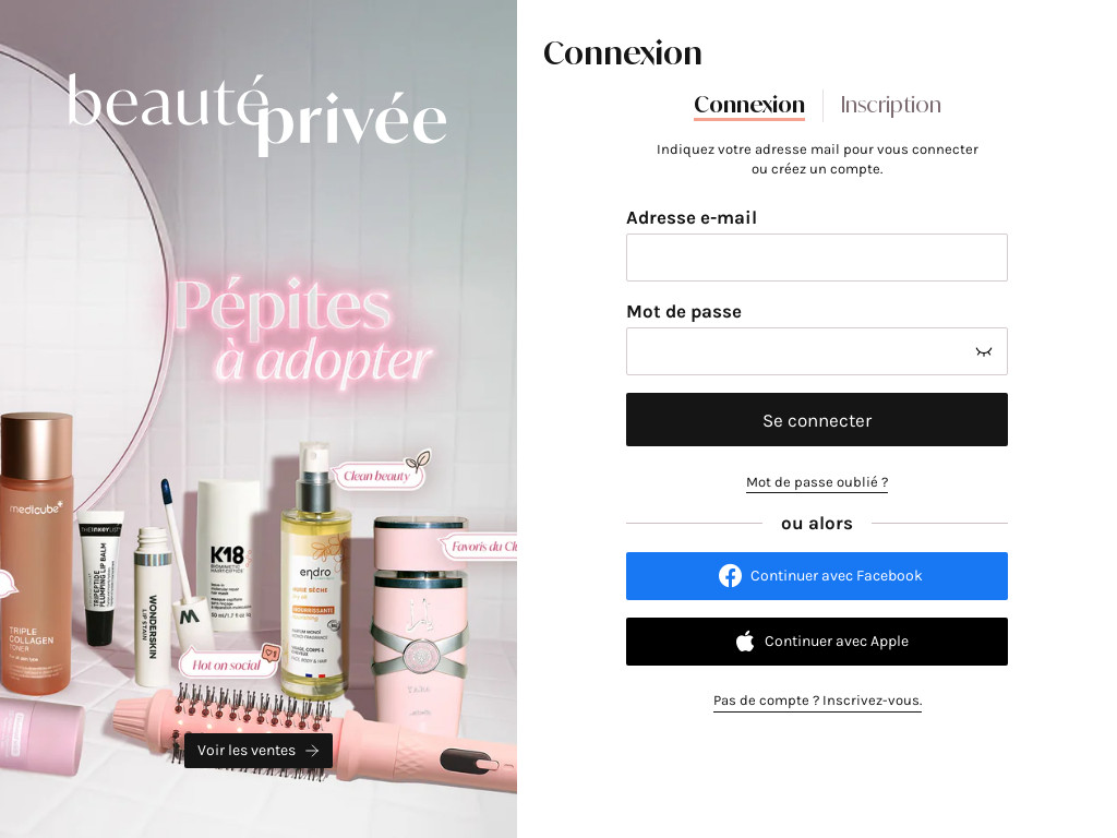 Screenshot of Beauteprivee.fr website