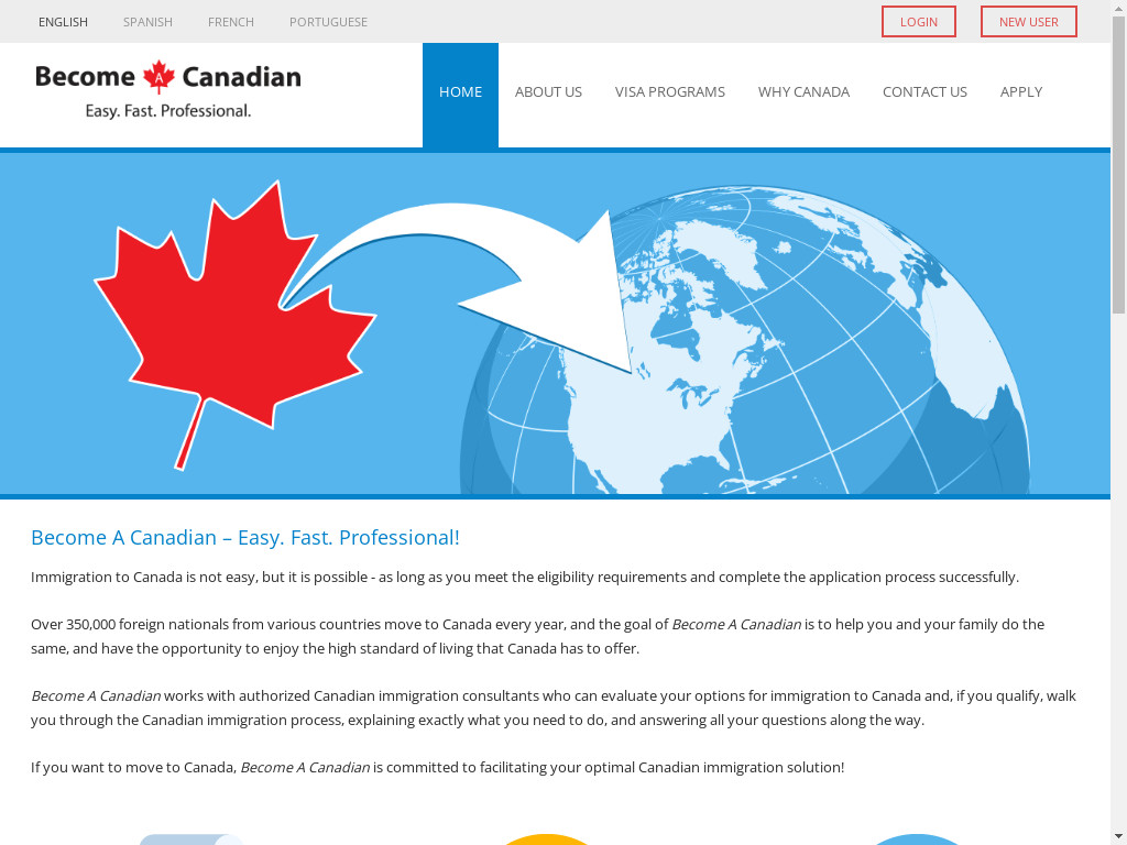 Screenshot of Becomeacanadian.org website