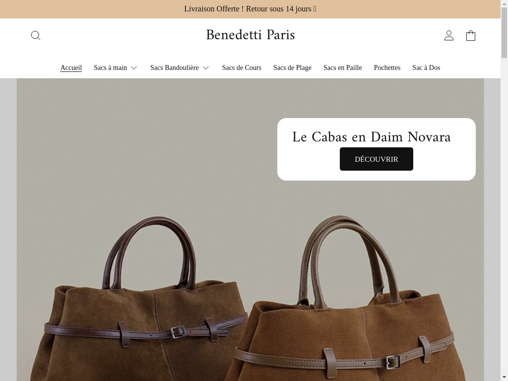 Screenshot of Benedettiparis.com website