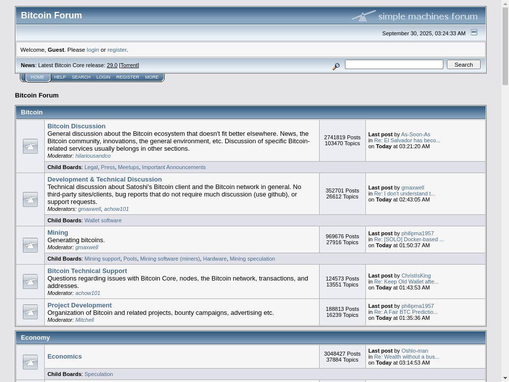 Screenshot of Bitcointalk.org website