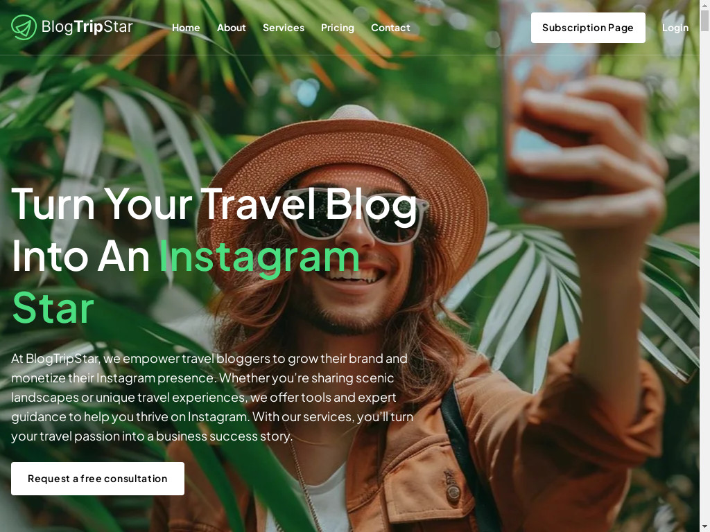 Screenshot of Blogtripstars.com website