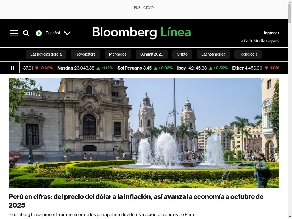 Screenshot of Bloomberglinea.com website