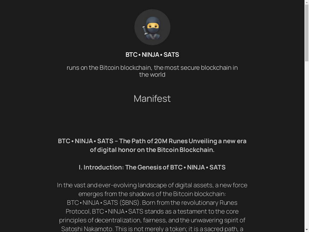 Screenshot of Btcninjasats.com website