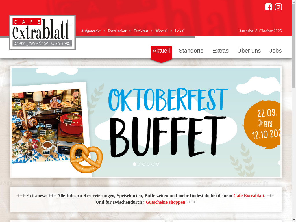Screenshot of Cafe-extrablatt.de website