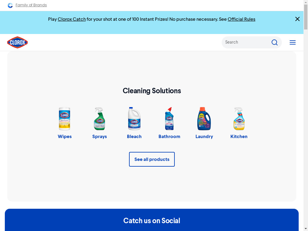 Screenshot of Clorox.com website