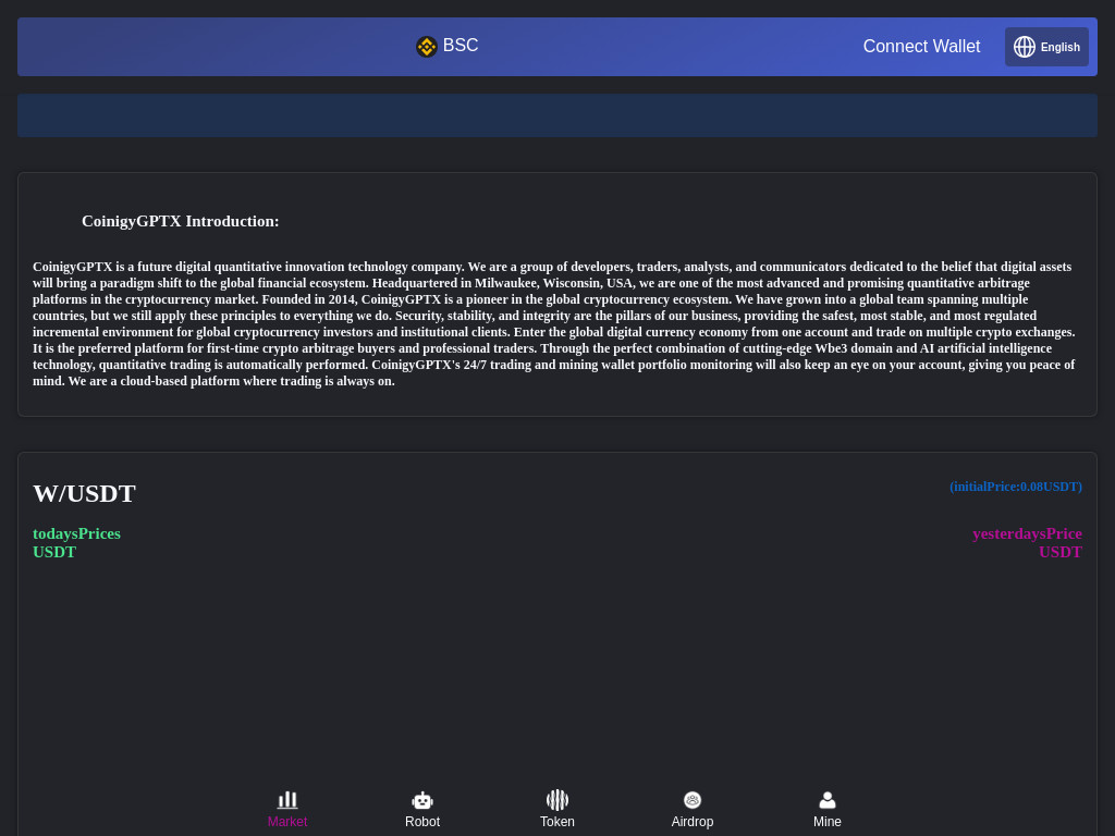 Screenshot of Coinigygptx.my website