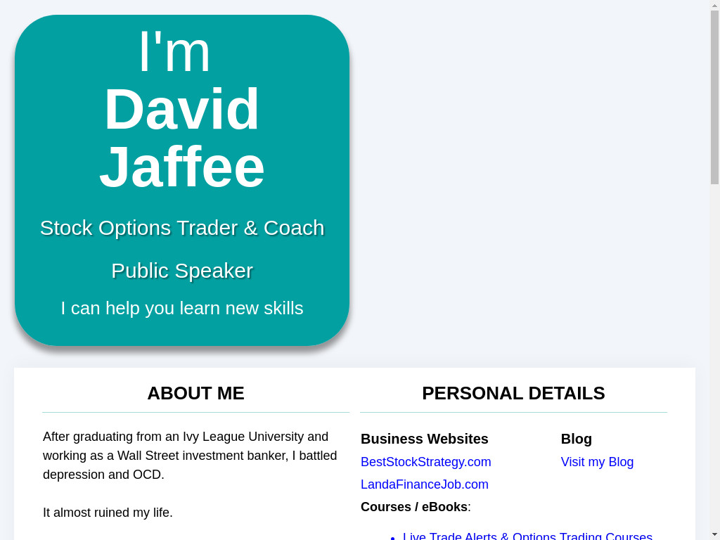 Screenshot of Davidjaffee.com website