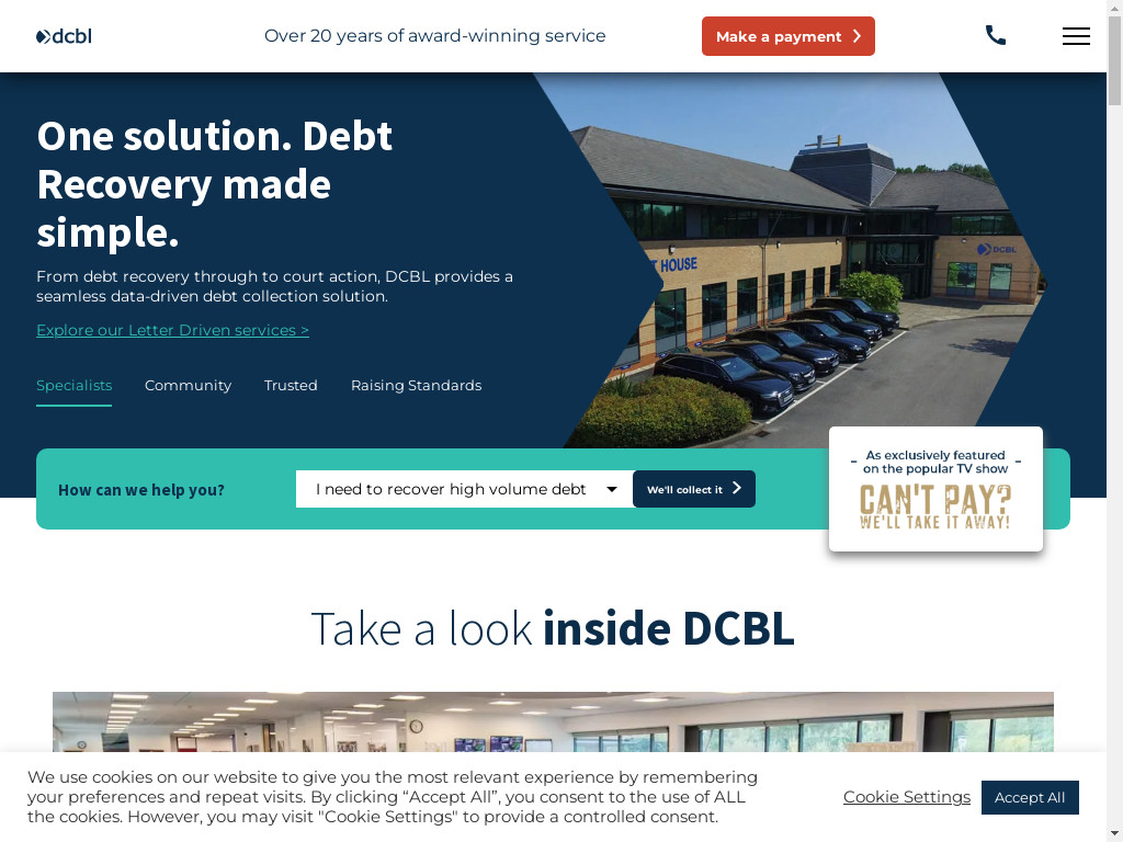 Screenshot of Dcbltd.com website