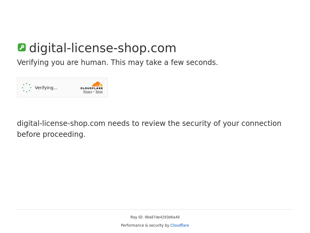 Screenshot of Digital-license-shop.com website