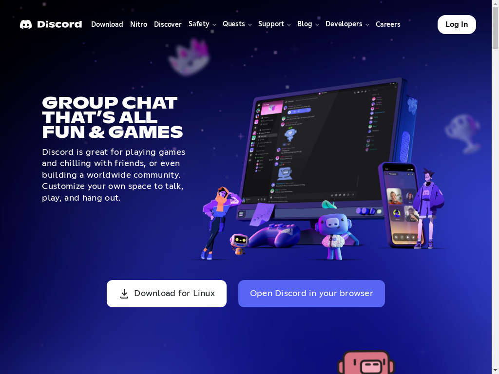 Screenshot of Discord.gg website