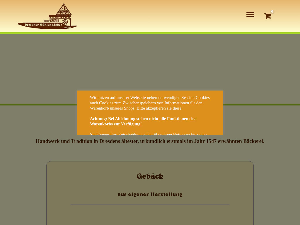 Screenshot of Dresdner-muehlenbaeckerei.de website