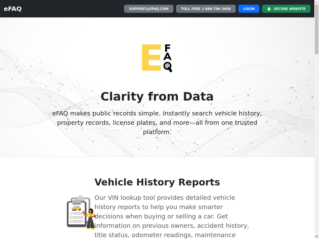 Screenshot of Efaq.com website