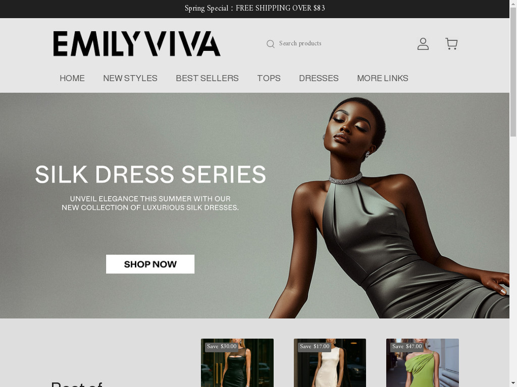 Screenshot of Emilyviva.com website