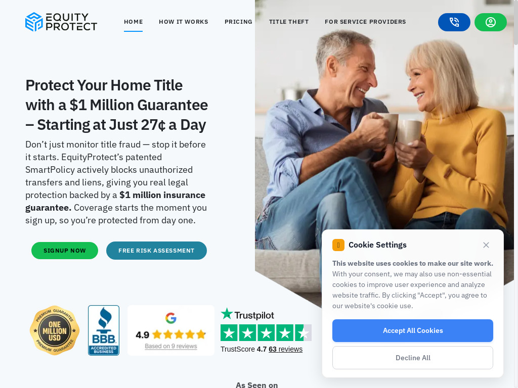 Screenshot of Equityprotect.com website