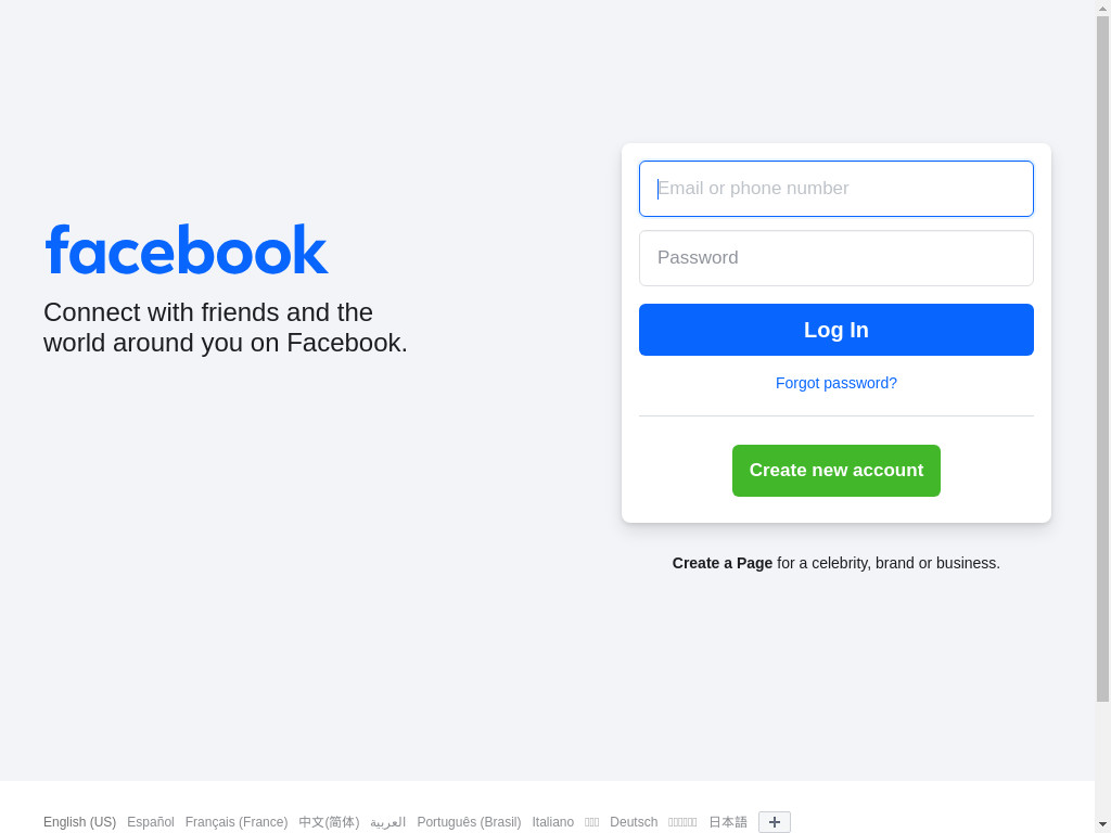 Screenshot of Facebook.com website