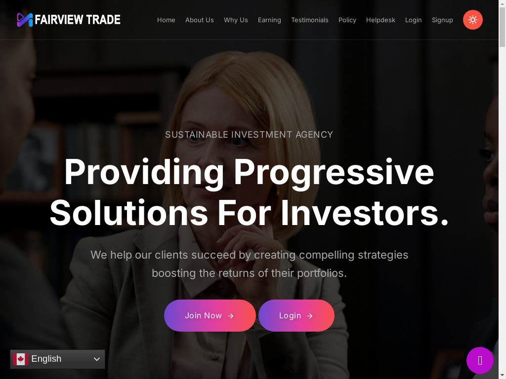 Screenshot of Fairview-trade.com website