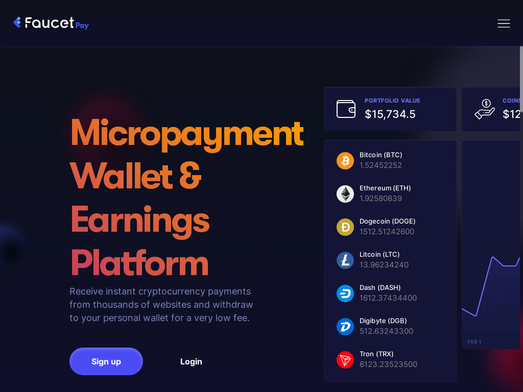 Screenshot of Faucetpay.io website