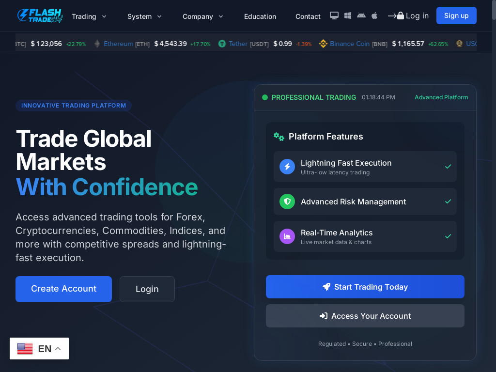 Screenshot of Flashtrade.us website