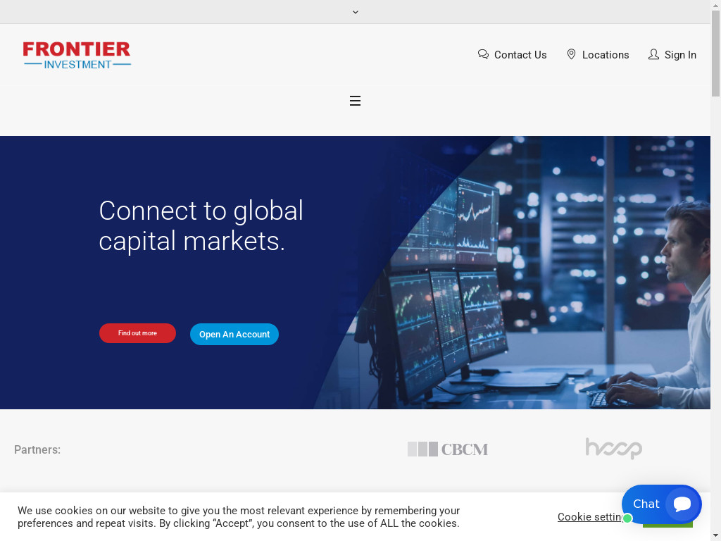 Screenshot of Frontierinvestcorp.com website