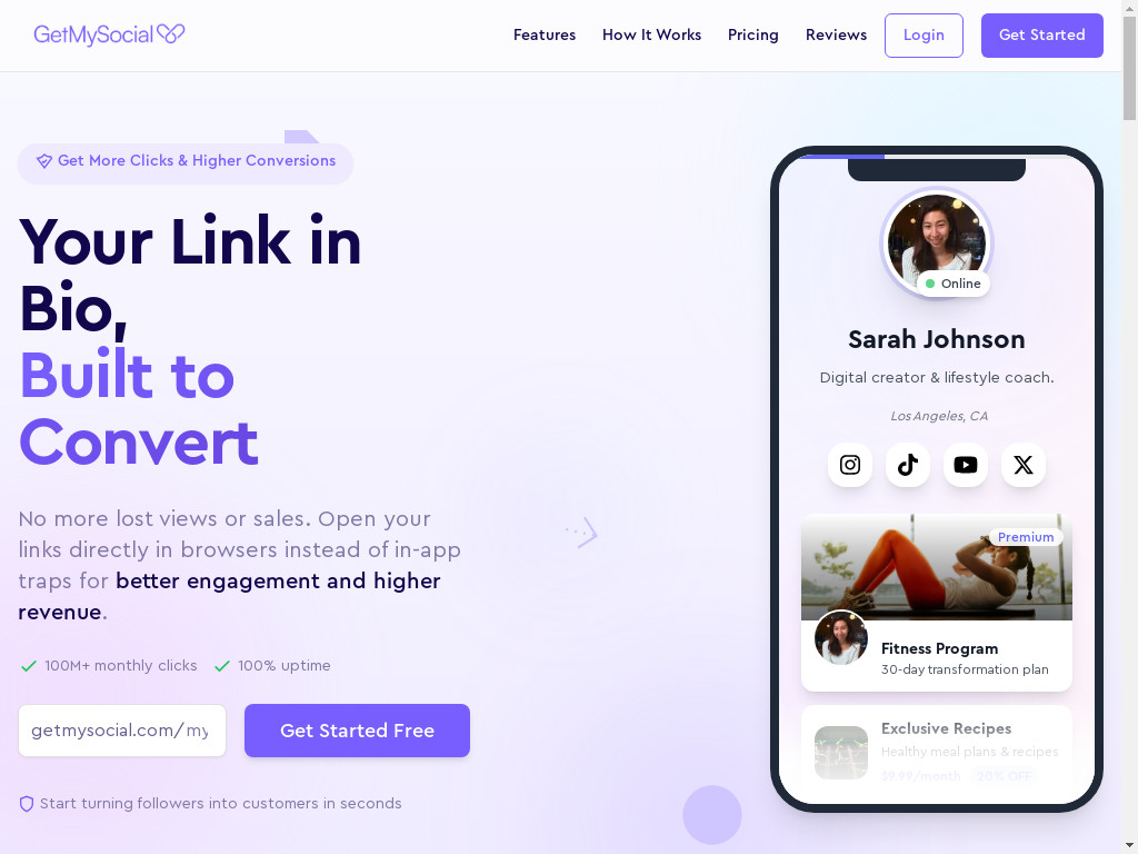 Screenshot of Getmysocial.com website