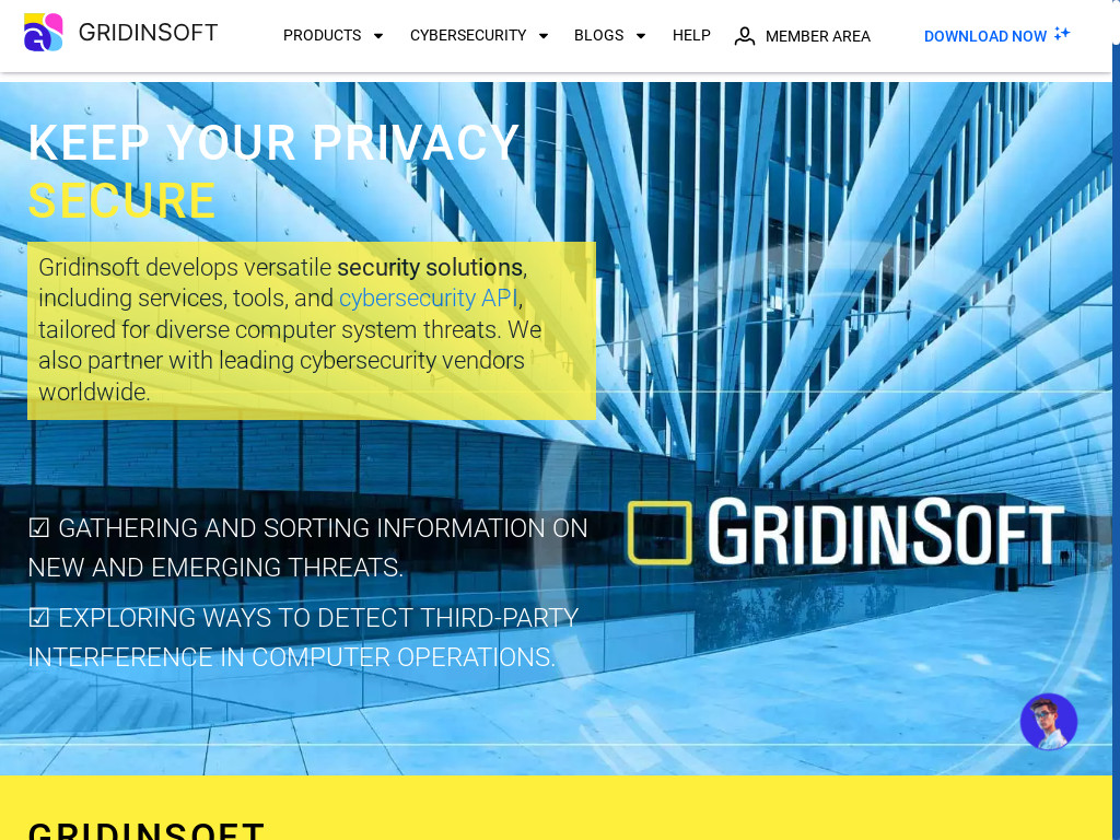 Screenshot of Gridinsoft.com website