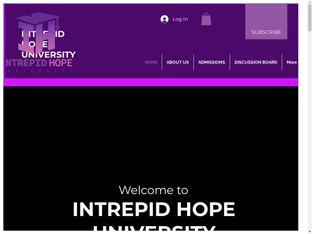 Screenshot of Intrepidhopeuniversity.com website