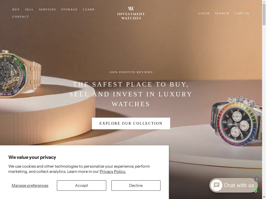 Screenshot of Investmentwatches.com website