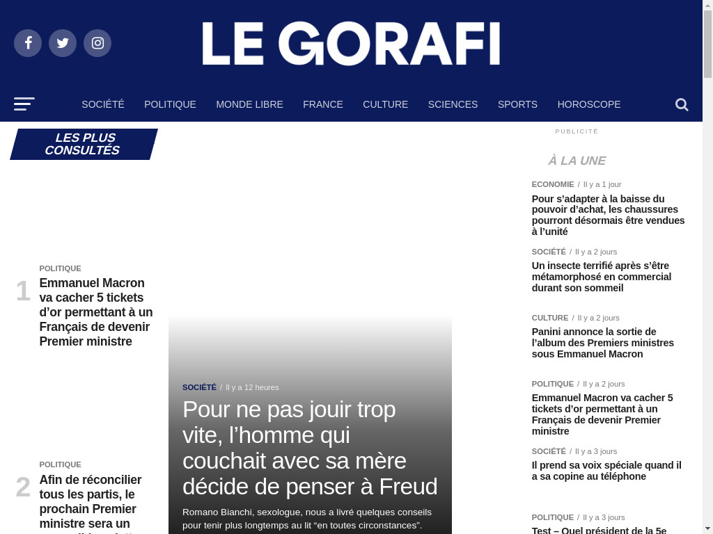 Screenshot of Legorafi.fr website