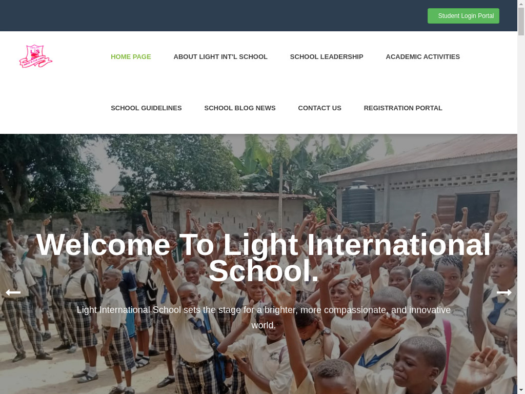 Screenshot of Lightinternationalschool.com.ng website