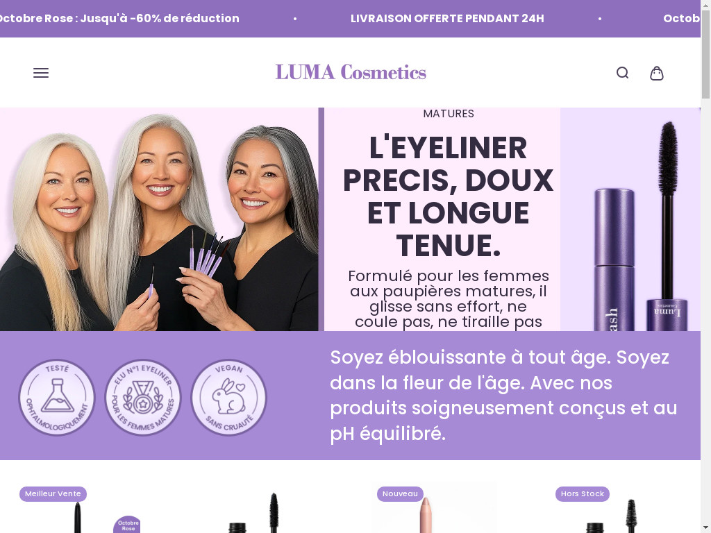Screenshot of Luma-cosmetics.com website