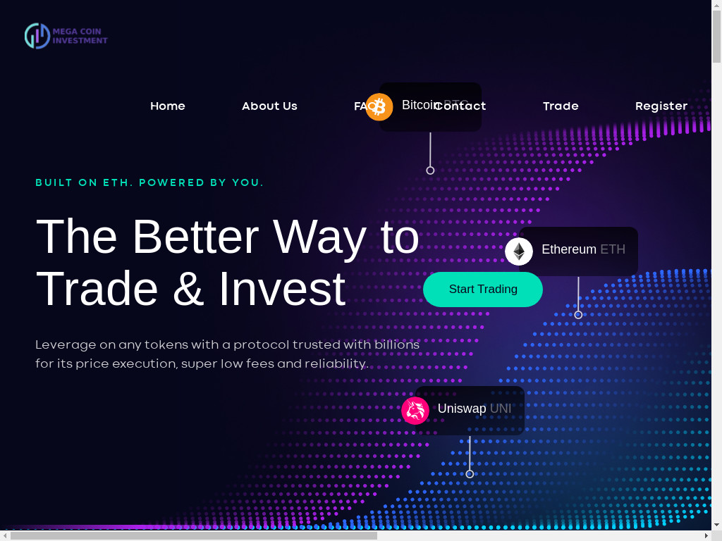 Screenshot of Megacoininvestment.com website